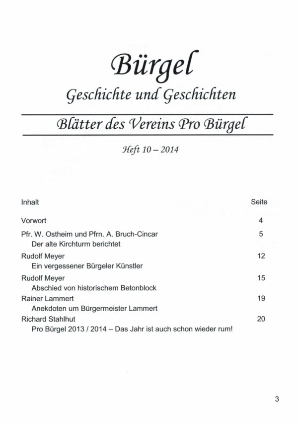 Bürgeler Heftchen Ausgabe 10