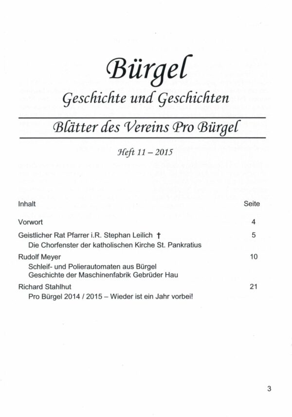 Bürgeler Heftchen Ausgabe 11