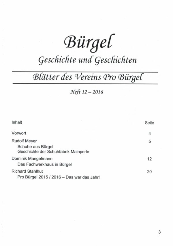 Bürgeler Heftchen Ausgabe 12
