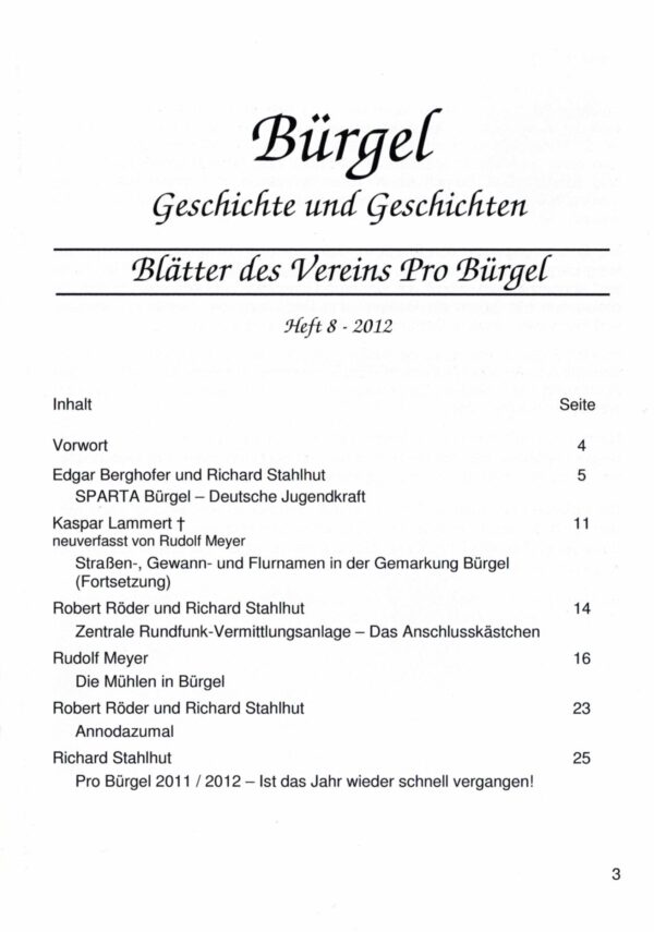 Bürgeler Heftchen Ausgabe 08