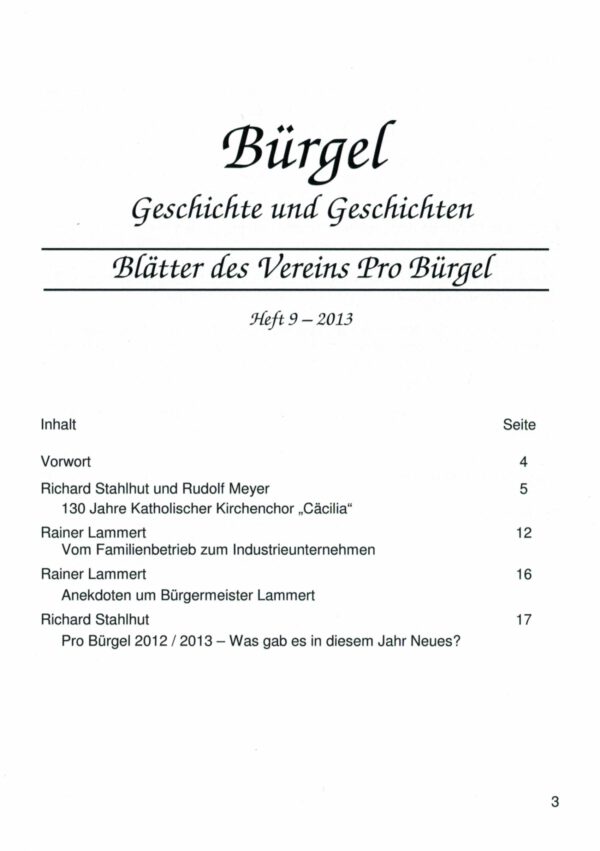 Bürgeler Heftchen Ausgabe 09